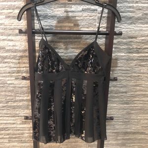 BCBG MaxAzria Silk & Sequin Dress Top